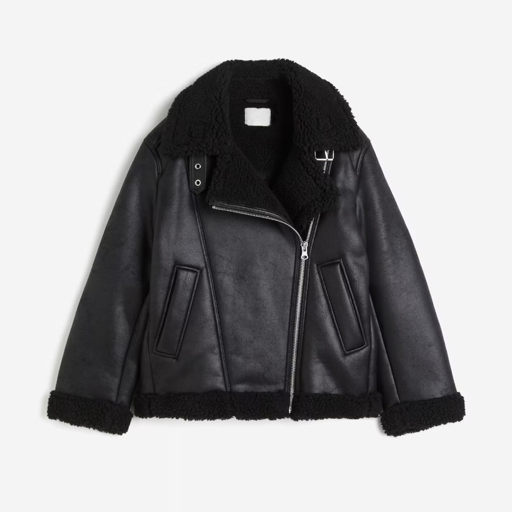 Hm oversized teddy fleece lined jacket small